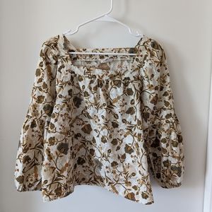 DONATING FRIDAY Floral Puffed Sleeve Peasant Top